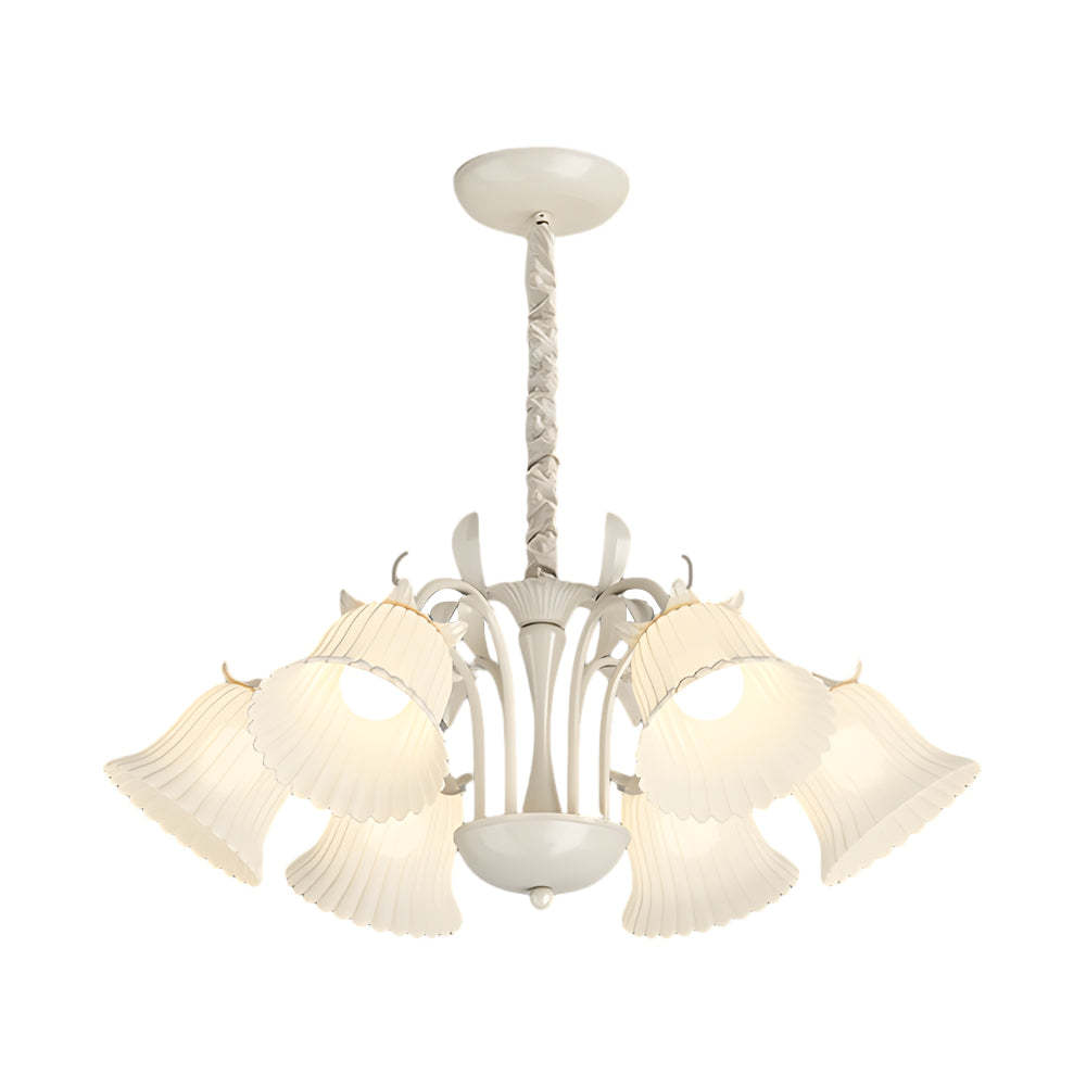 6-Light Pastoral White Flower French Chandelier
