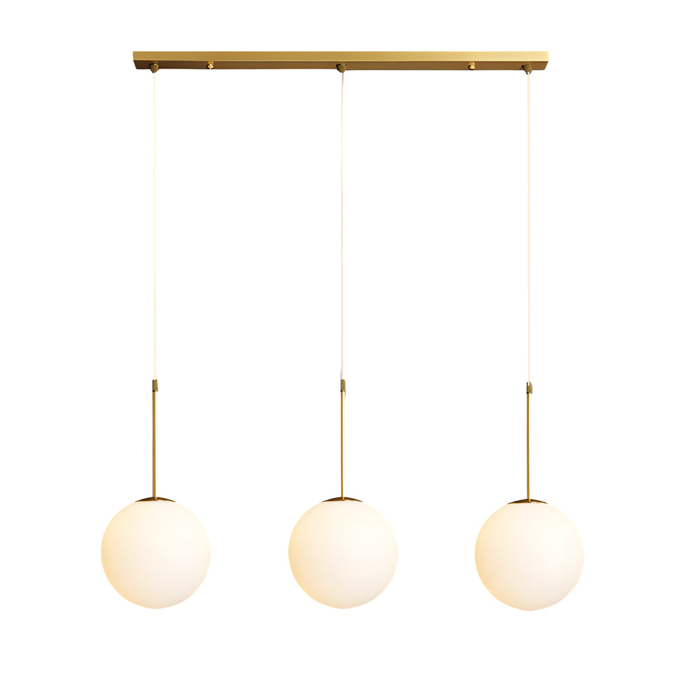 Modern White Glass Globe Gold Island Pendant