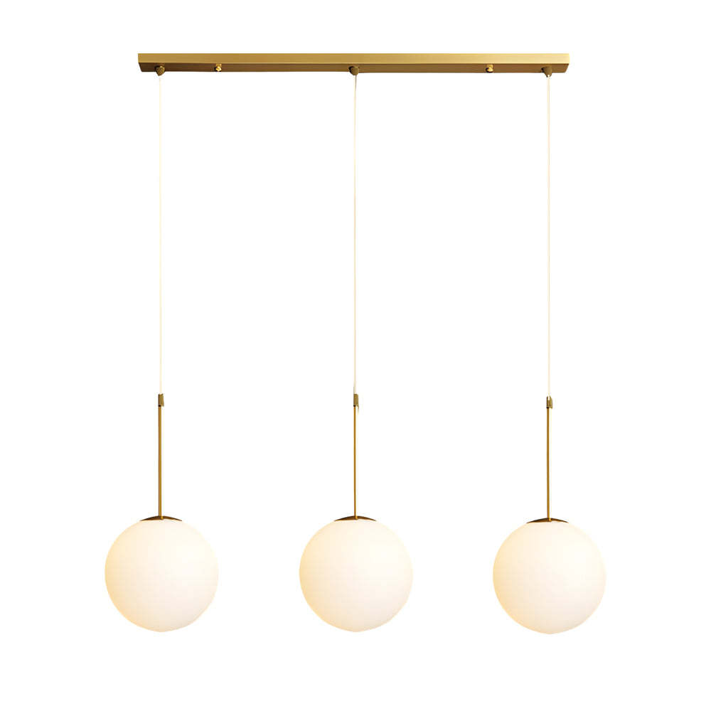 Modern White Glass Globe Gold Island Pendant