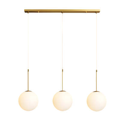 Modern White Glass Globe Gold Island Pendant
