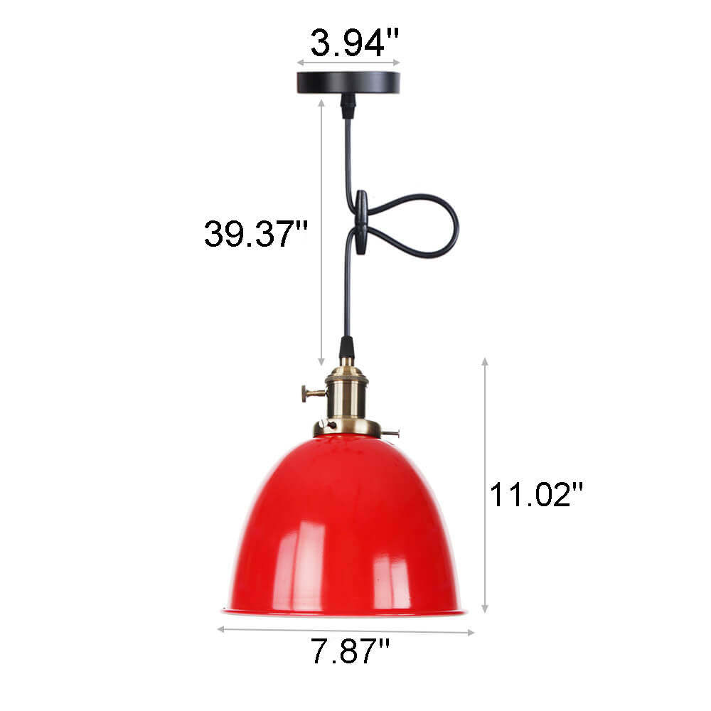 Industrial Iron Multicolor Bowl Pendant Light — A / Red / 220V-240V For UK/AU
