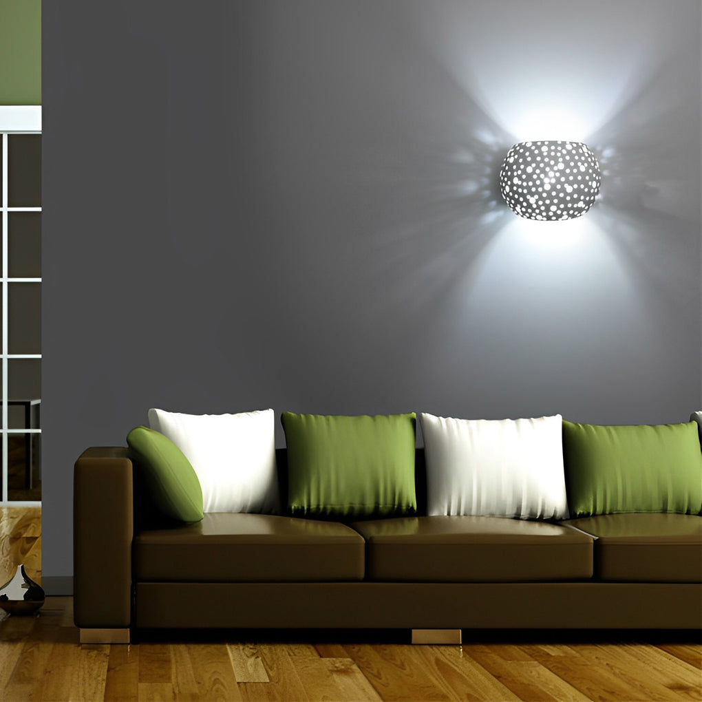 Round Creative Hollow LED up and down Lighting White Nordic Wall Lamp-Lighom