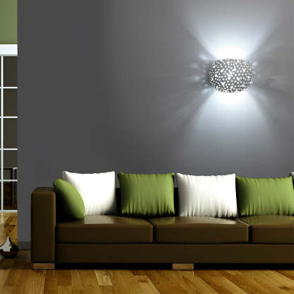 Round Creative Hollow LED up and down Lighting White Nordic Wall Lamp-Lighom