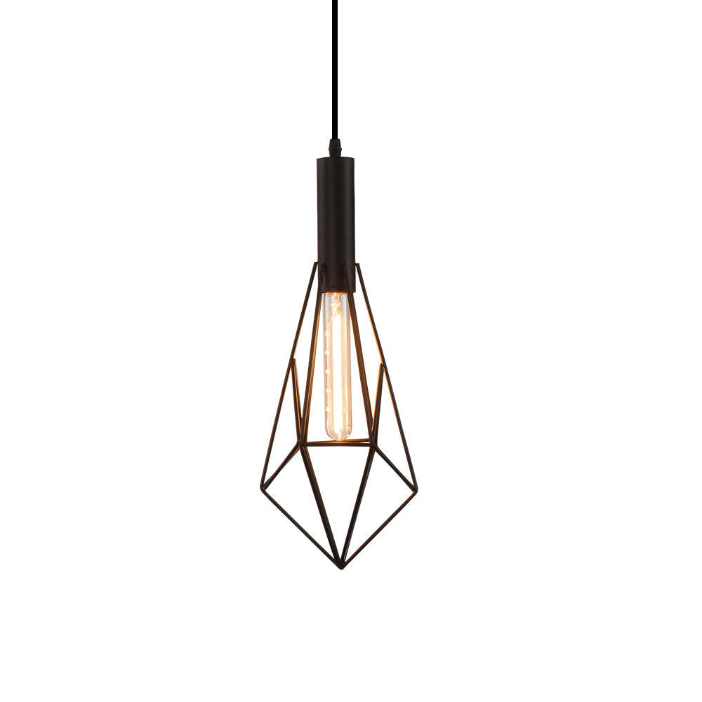Iron Geometric Lines Black Retro Industrial Chandelier