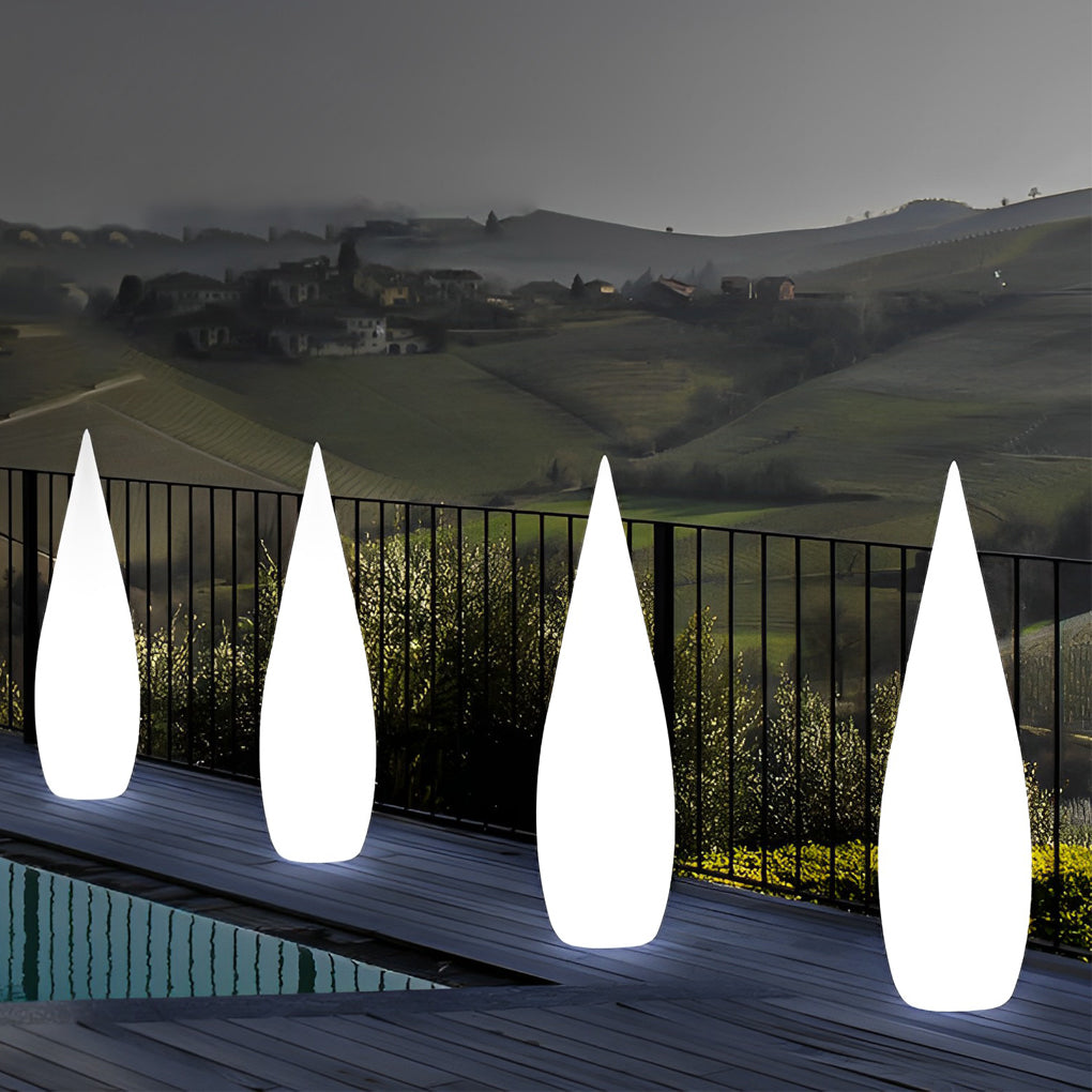 White synthetic drop water landscape lighting - modern — 9.4"X31.5" / Solar / Set of 2