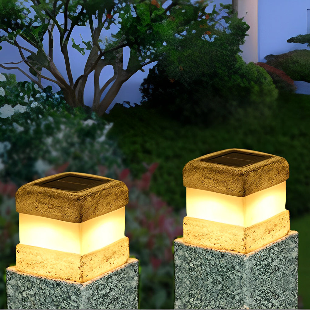 Modern Square Resin Solar Garden Lamp