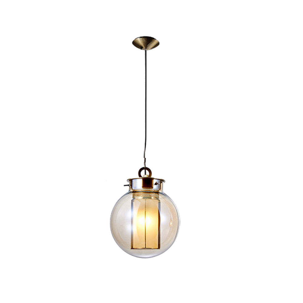 Amber Glass Shade Post-Modern Pendant Lamp