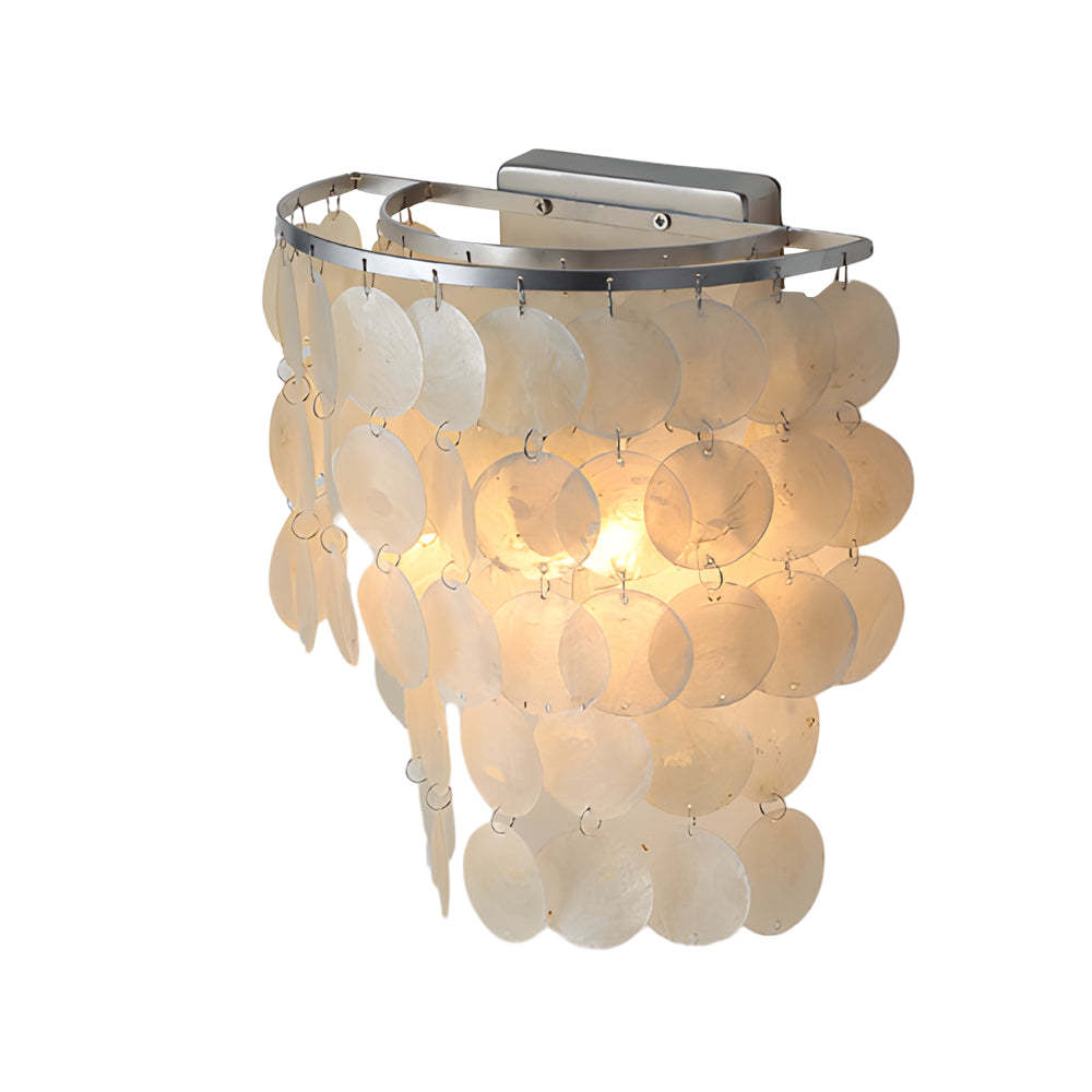 Gold Chrome Coastal Capiz Shell LED Bedside Wall Sconce