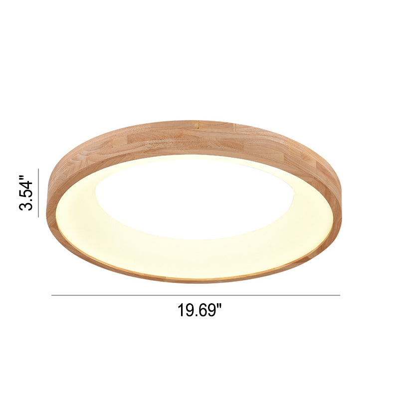 Nordic Minimalist Wood Round LED Flush Mount Light