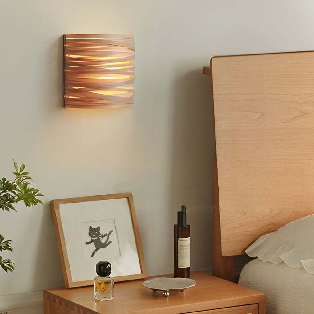 Semi-Cylindrical Handmade Wood Modern Atmosphere Wall Lamp