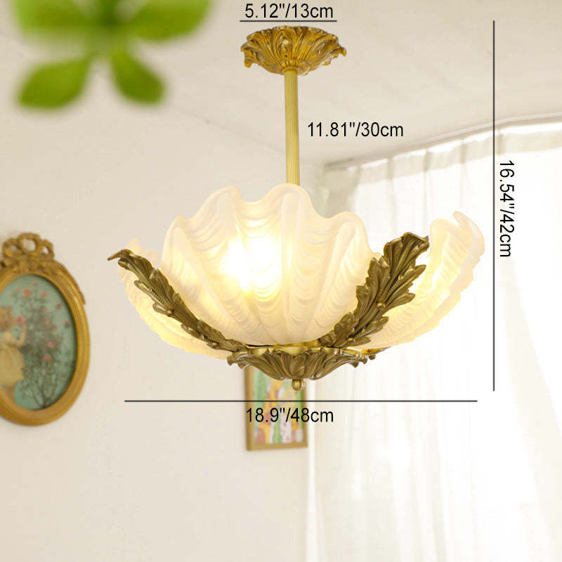 Modern Art Deco Shell Brass Chandelier