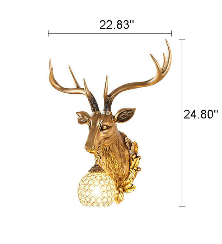 European Retro Deer Head Resin Sconce