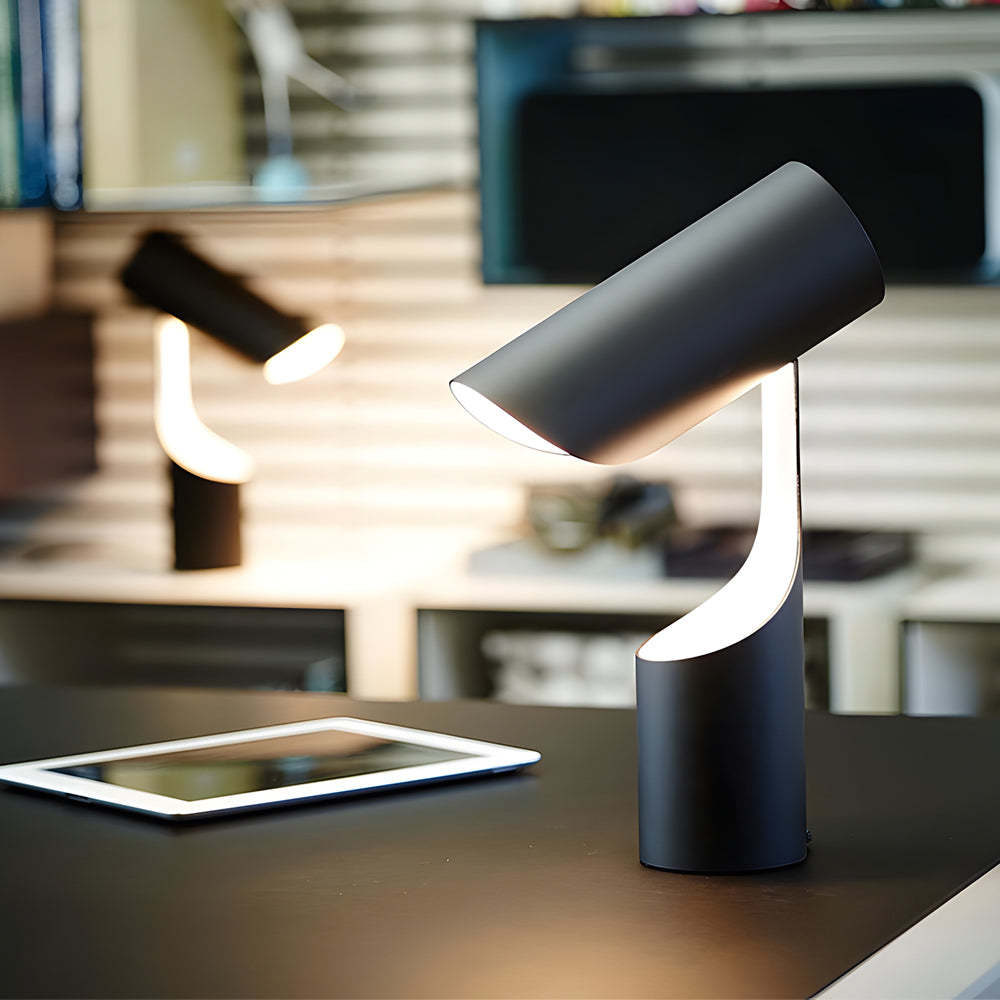 Nordic Black LED Desk Lamp with Adjustable Cylinder Design-Lighom