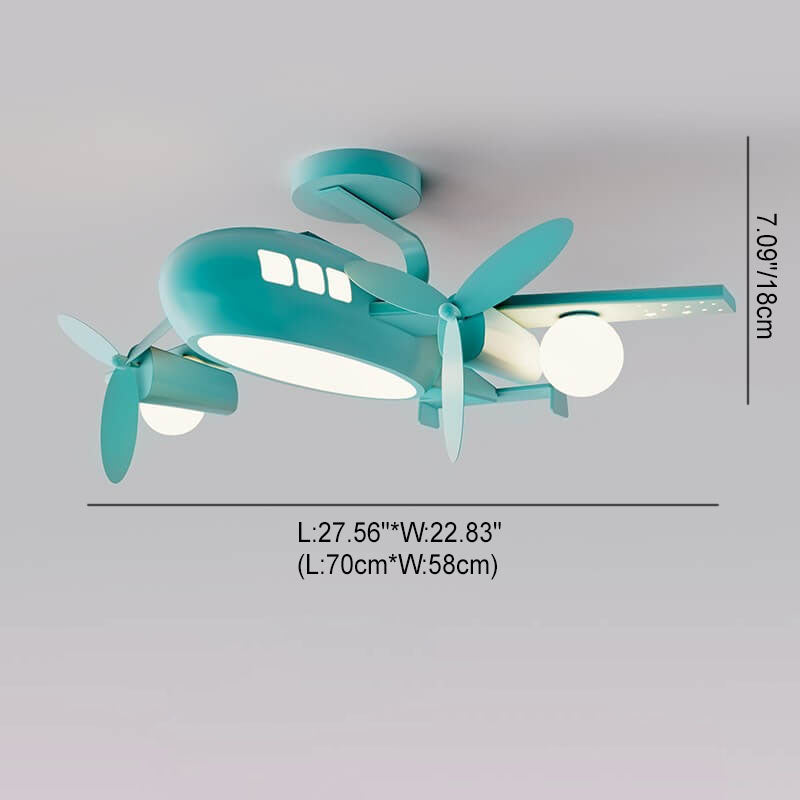 Nordic Kids Wrought Iron Airplane LED Pendant