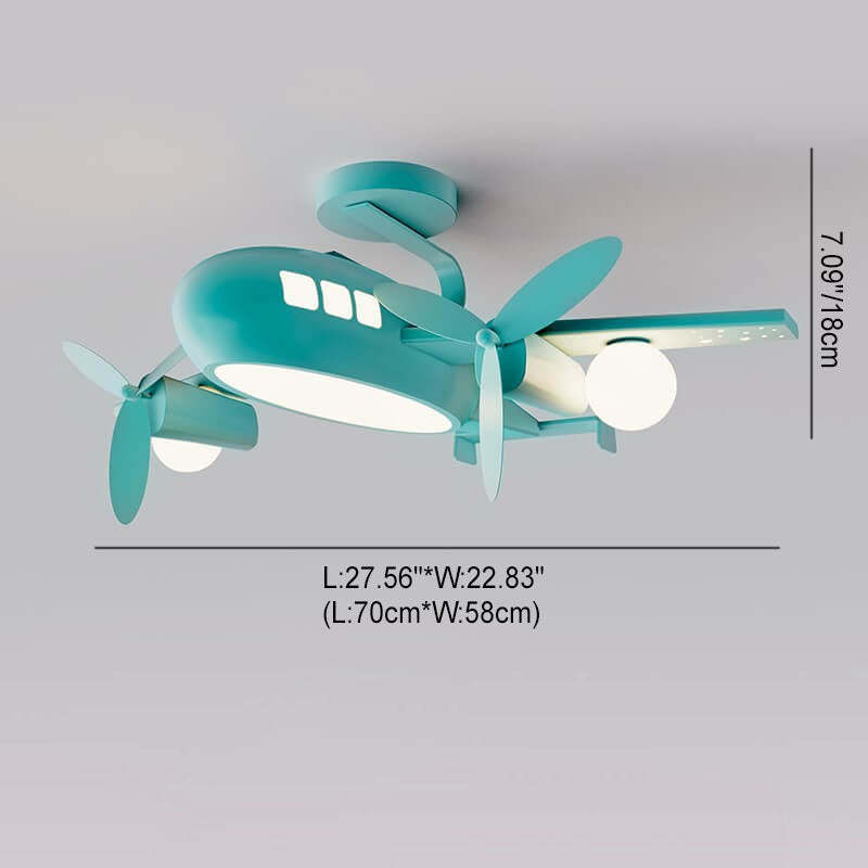 Nordic Kids Wrought Iron Airplane LED Pendant
