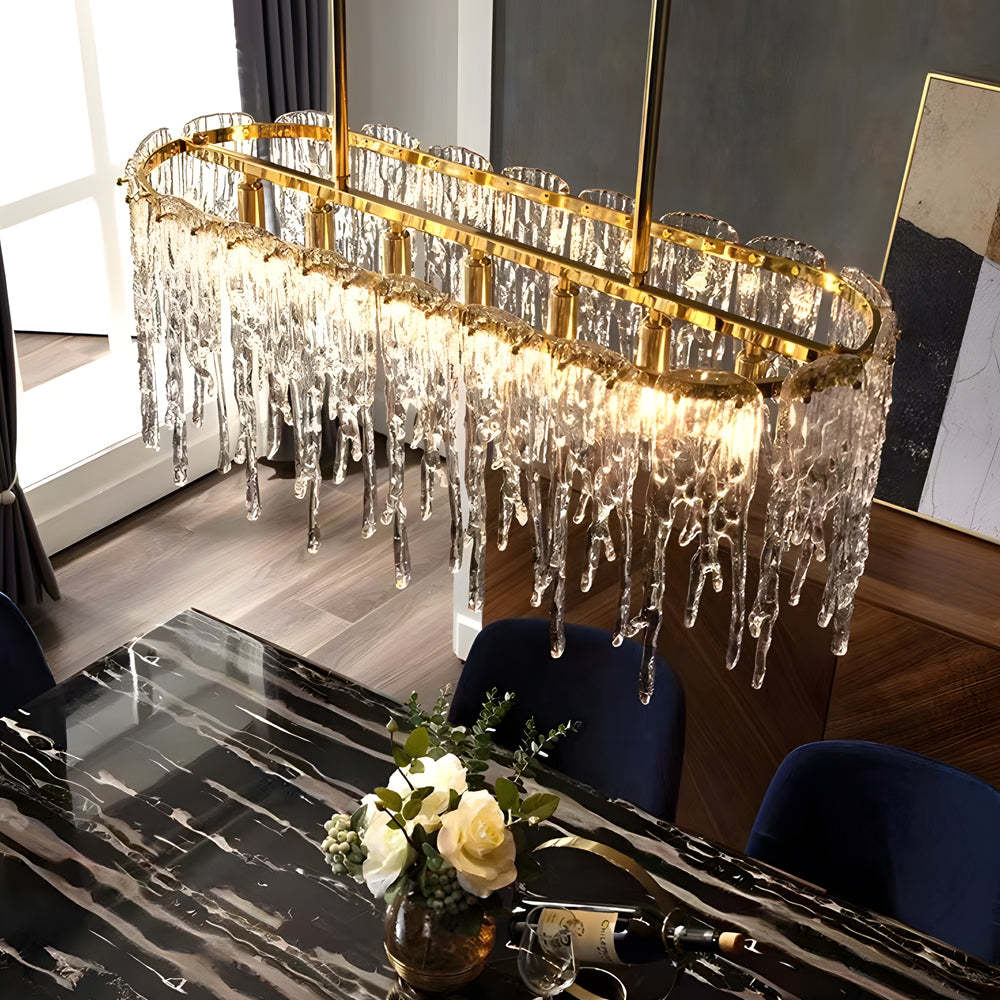 7/10-Light Luxury Glass Decor Icicles Droplet Crystal Chandelier
