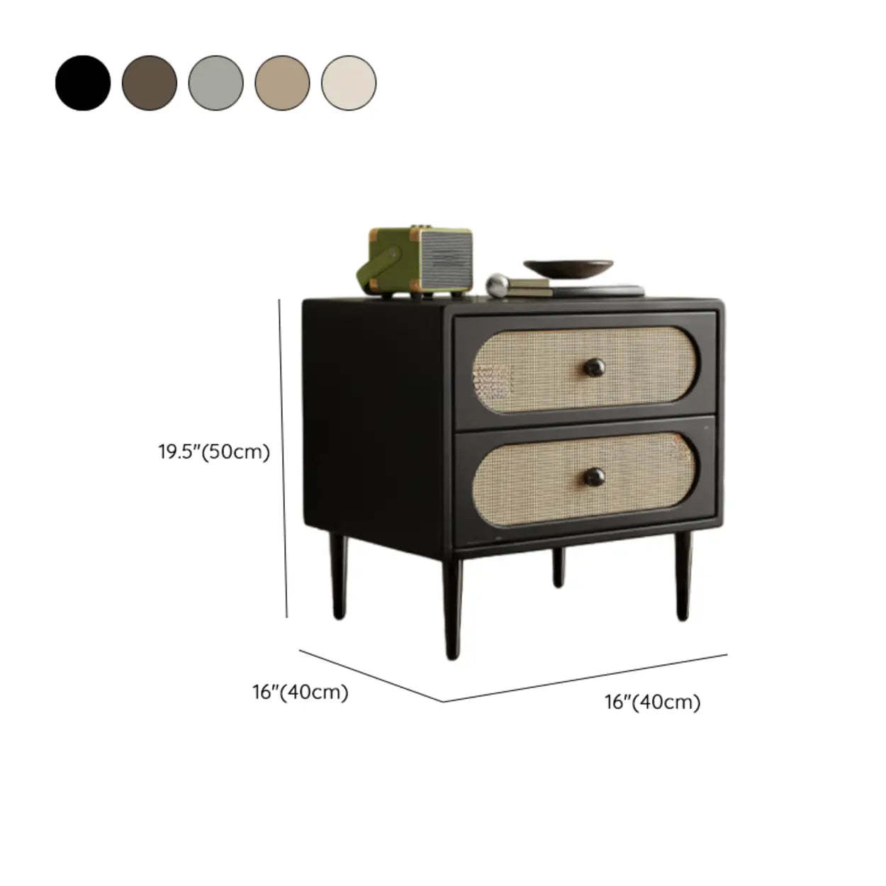 Off-White 2-Drawer Leatherette Nightstand — Off-White