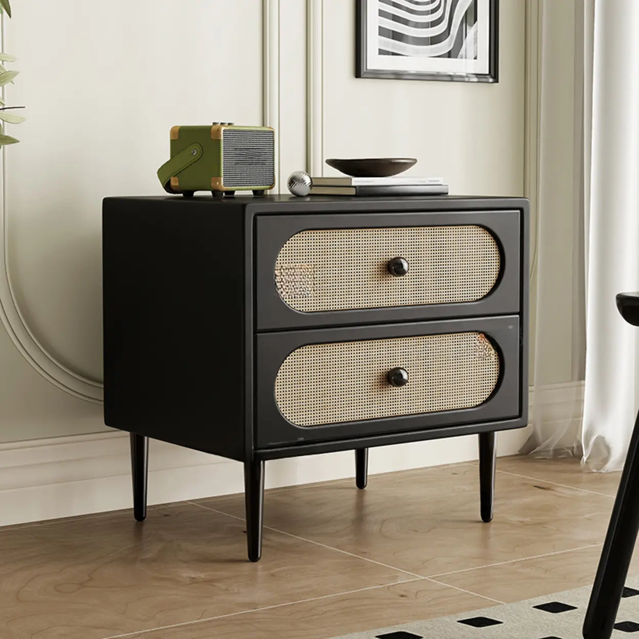Off-White 2-Drawer Leatherette Nightstand — Off-White