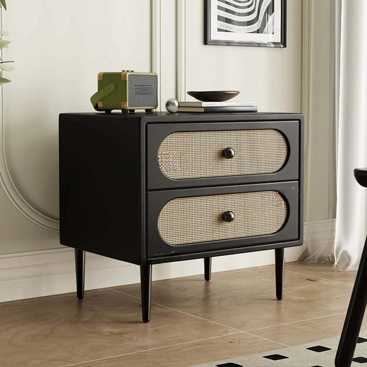 Off-White 2-Drawer Leatherette Nightstand — Off-White