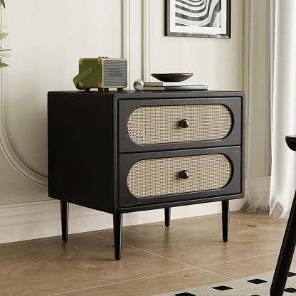 Off-White 2-Drawer Leatherette Nightstand — Off-White
