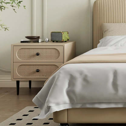 Off-White 2-Drawer Leatherette Nightstand — Off-White
