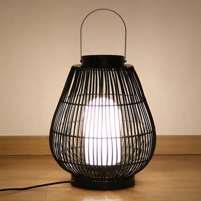 Portable Black Modern Iron Woven E27 Pillar Accent Outdoor Lantern-Lighom