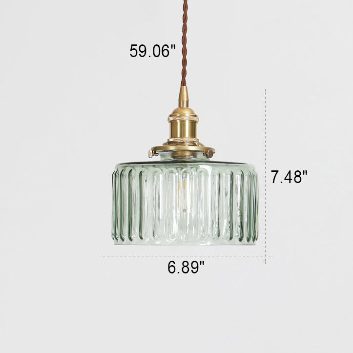 Japanese Vintage Brass Glass Jar Pendant