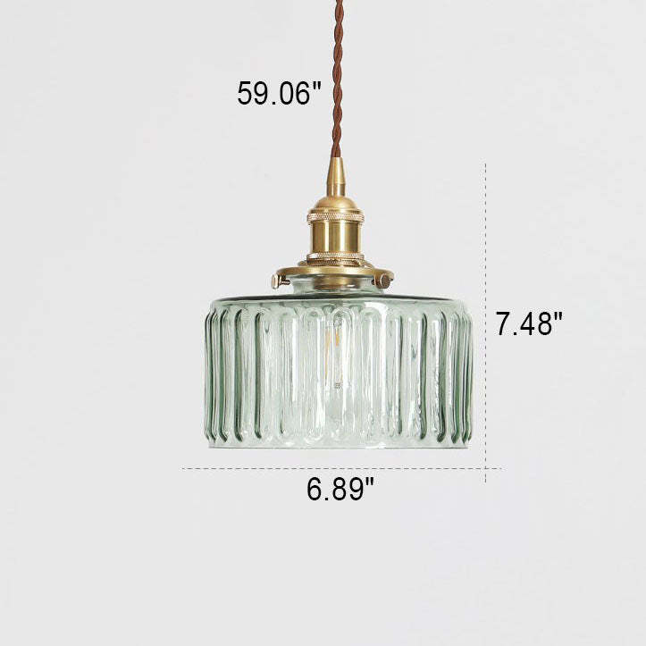 Japanese Vintage Brass Glass Jar Pendant