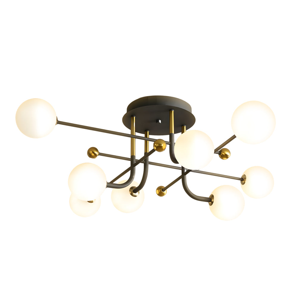 Modern Sputnik White Glass Globe Mount Light