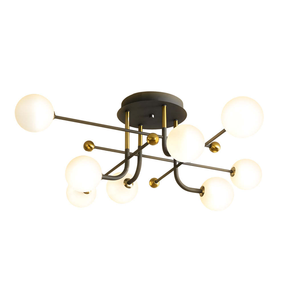 Modern Sputnik White Glass Globe Mount Light