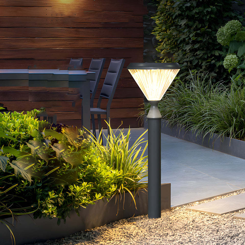 Black Solar LED Bollard Path Light — WARM WHITE