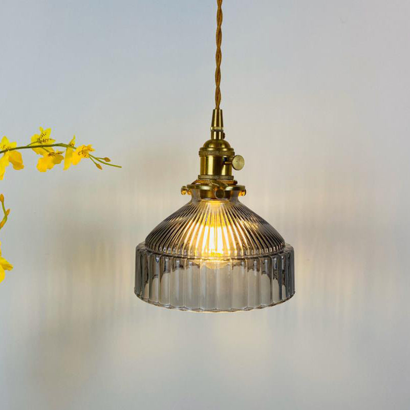Nordic Stained Glass Dome Brass Pendant