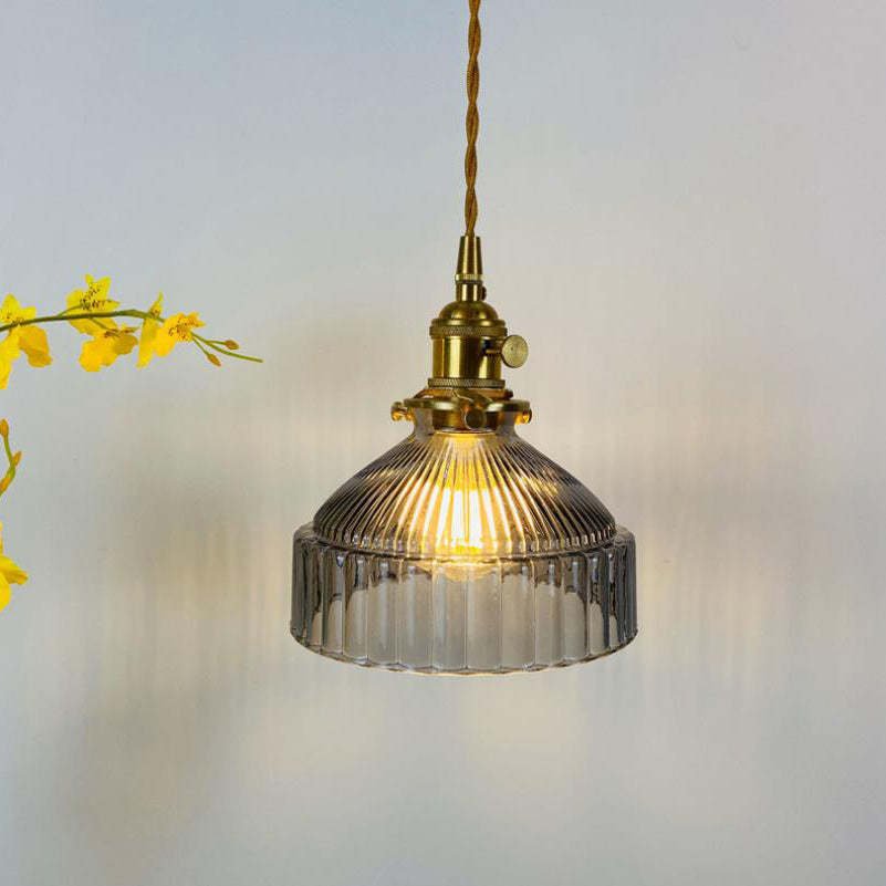 Nordic Stained Glass Dome Brass Pendant