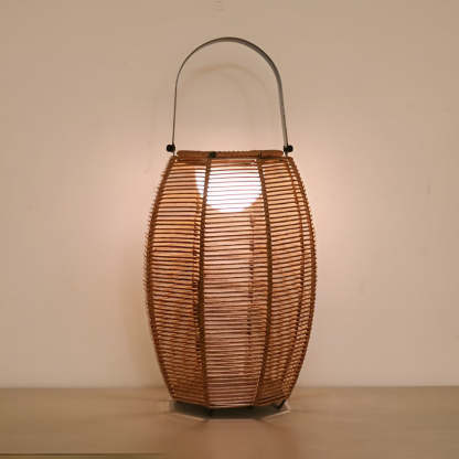 Rattan Lantern Shaped LED Waterproof Portable Modern Outdoor Floor Lamp-Lighom