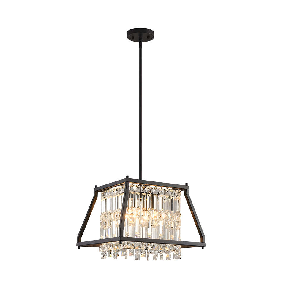 Trapezoidal Black Metallic Crystal Dining Chandelier