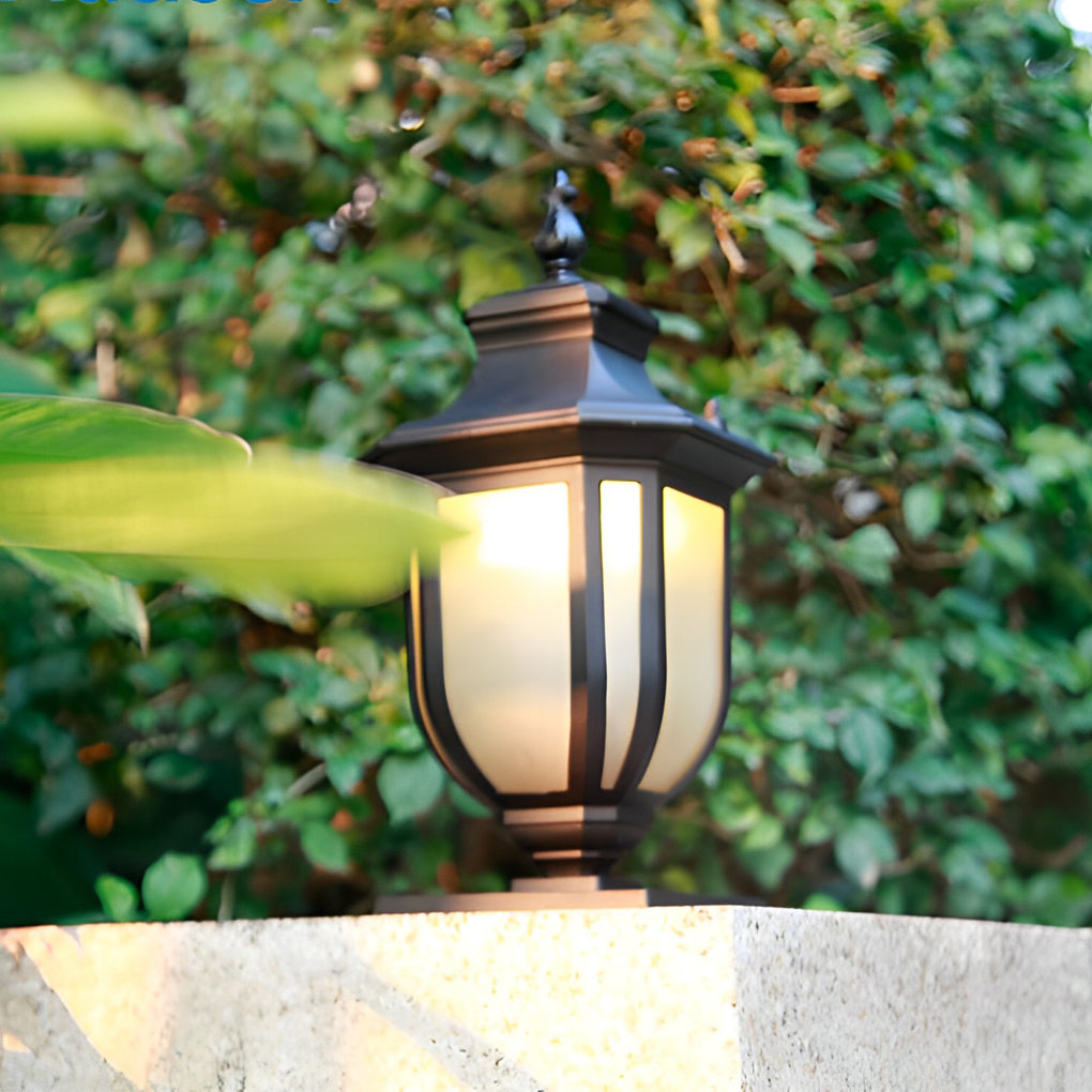 Modern retro pillar aluminum outdoor post lights — 9.1" L x 9.1" W x 20.9" H