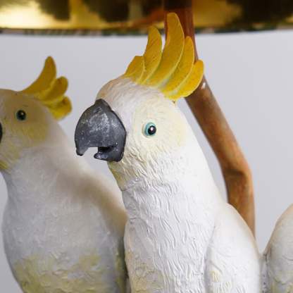 Nordic Leaf Fabric Resin Bird Table Lamp