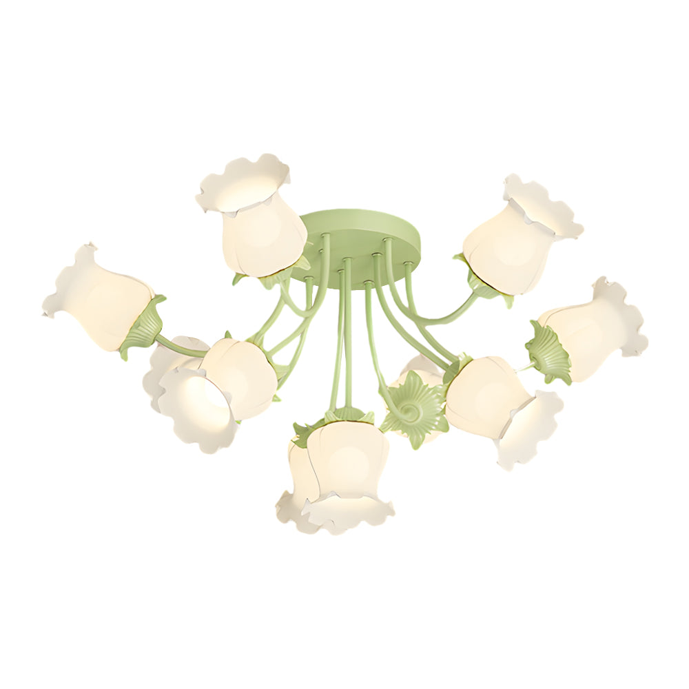 White Flower Dimmable Modern Ceiling Light - Green