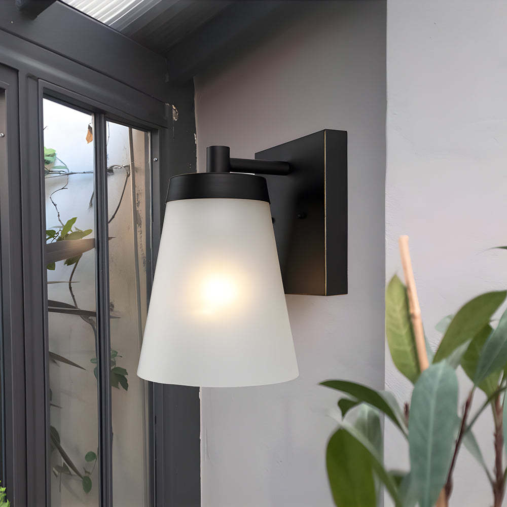1-Light Glass Waterproof Sensor Outdoor Wall Sconce-Lighom