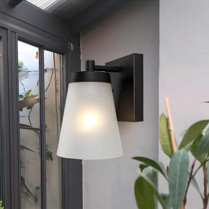 1-Light Glass Waterproof Sensor Outdoor Wall Sconce-Lighom