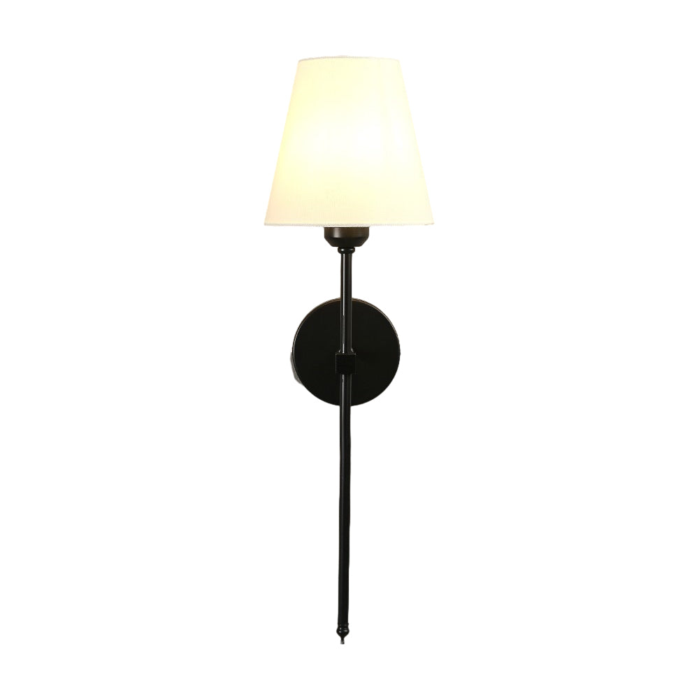 Modern Black Gold Linen Shade Wall Sconce