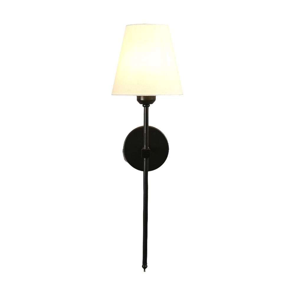 Modern Black Gold Linen Shade Wall Sconce