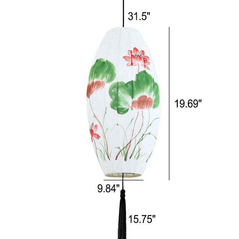 Oriental Handmade Oval Lantern Fabric Pendant