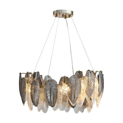 Romantic Creative Feathers Glass Three Step Dimming Modern Chandelier-Lighom