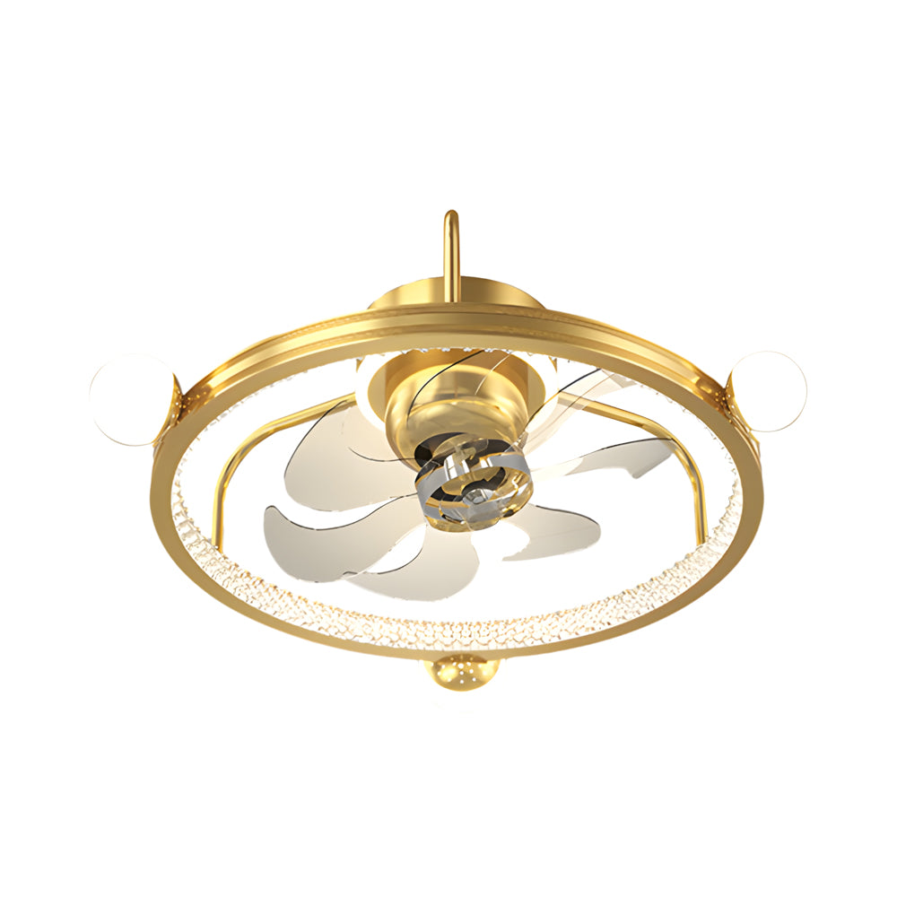 Round Acrylic Ball Decor 3 Step Dimming Modern Bladeless Ceiling Fan Light-Lighom