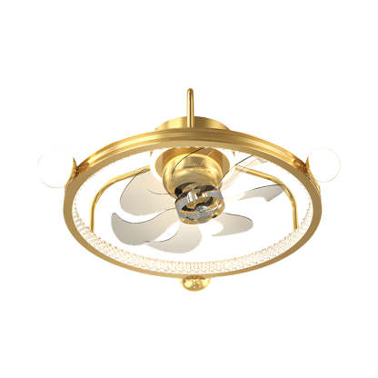 Round Acrylic Ball Decor 3 Step Dimming Modern Bladeless Ceiling Fan Light-Lighom