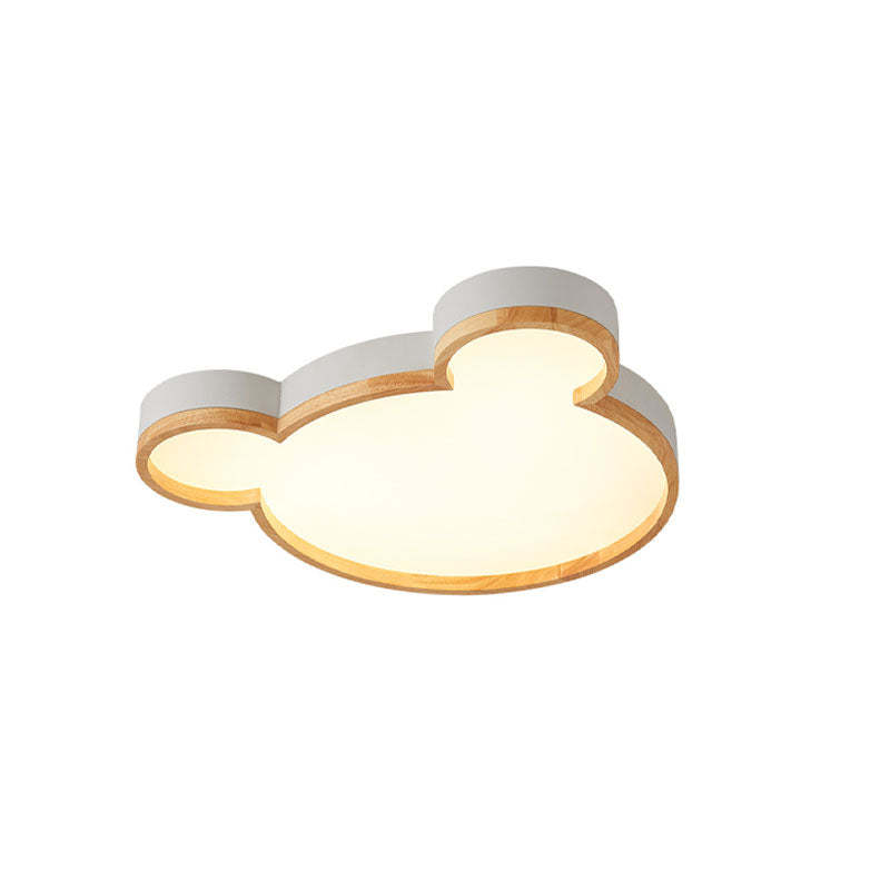 Nordic Wood Bear LED Kids Flush Mount Light