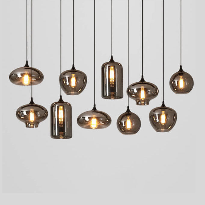 Modern Smoke Gray Glass LED Pendant