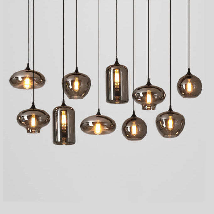 Modern Smoke Gray Glass LED Pendant