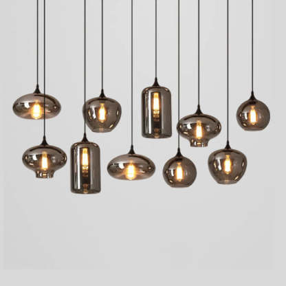 Modern Smoke Gray Glass LED Pendant